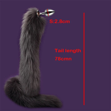 78cm Red Long Fox Tail Anal Plug Metal Butt Plug Prostate Massager Erotic Cosplay Accessories Adult Novelty Sex Toys For Couples