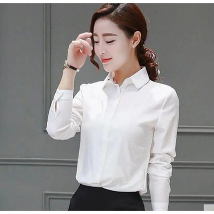 Summer White Short Sleeve Women's Professional Work Shirt Loose Fit Korean Style Plus Size OL Interview Top Button-Up Shirt