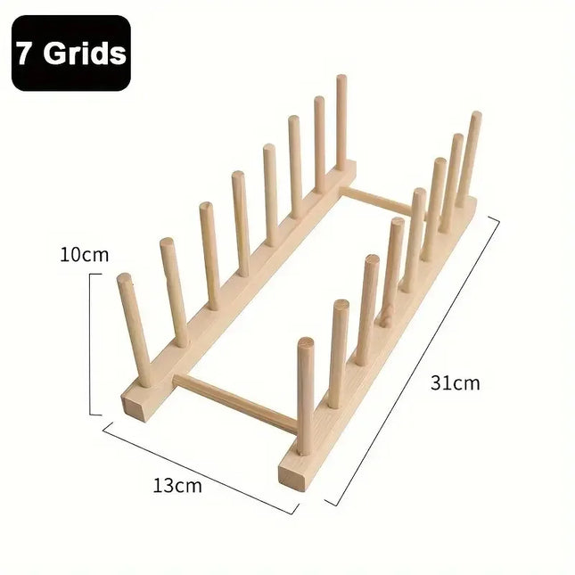 Wooden Plate Rack Kitchen Dishes Stand Plate Dish Drying Rack Cutting Boards Cups Organizer Shelf Multifunctional Display Stand