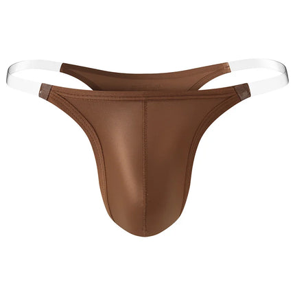 Men's Sexy Solid Color High Cross Thong Bikini Low Waist Transparent Invisible Seamless Underwear Comfortable
