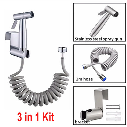 Handheld Bidet Toilet Sprayer Kit  stainless steel spray gun with 3 Way Valve，bellows Used for personal hygiene and pet bathing