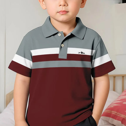 Polo Shirts for Kids Gradient Striped 3D Print Fashion Child Polo Shirt Boy Clothes Lapel Tops Street Casual Children's Clothing