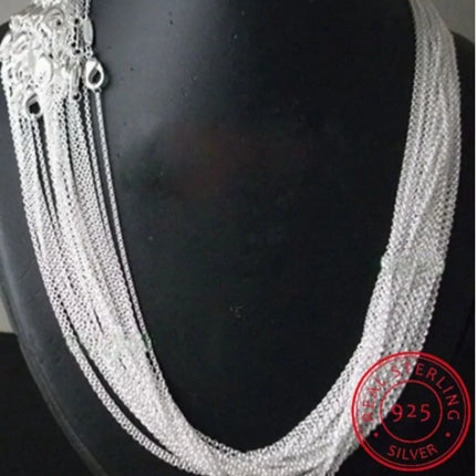 10pcs/lot Promotion! wholesale 925 sterling silver necklace, silver fine jewelry Rolo Chain 1mm Necklace 16 18 20 22 24"
