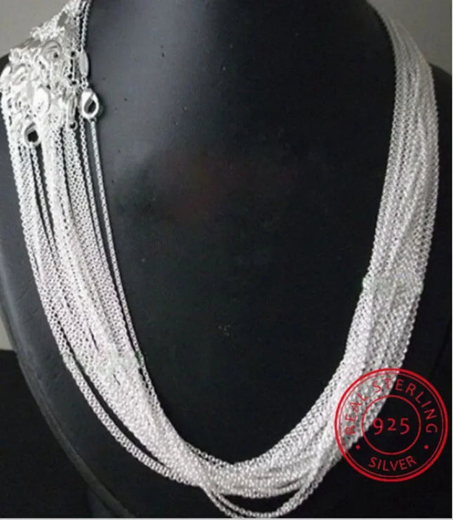10pcs/lot Promotion! Wholesale 925 Sterling Silver Necklace, Silver Fine Jewelry Rolo Chain 1mm Necklace 16 18 20 22 24"