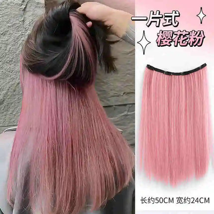 V-shaped one-piece synthetic 4 Clip In Hair Extensions Long Straight Hairstyle Hairpiece Colour 50CM Natural Fake Hair