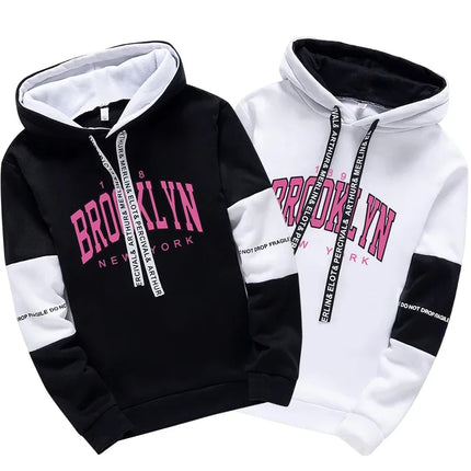 Booklyn Print Hoodies for Woman Urban Casual Fashion Tracksuit Hooded Sweaatshirt Sweatpants Home Outdoor Comfort Pullover