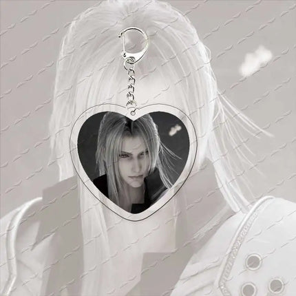 Acrylic Hot Game Sephiroth Keychain Bag Charms Heart Sephiroth Keyrings Pendant Accessories Gamer Fans Gifts