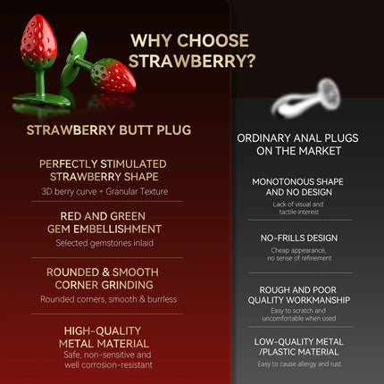 Metal Strawberry Anal Plug Cutely Designed Butt Plug Masturbation Stimulator Dildos Anal Dilator Adult Sex Toys For Man Women