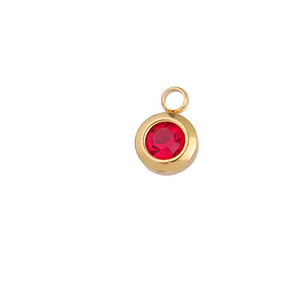 6.5mm Gold Titanium Steel Zodiac Sign Birthstone Pendant Charm Lucky Birthday Stone Cup Drill Point for DIY Jewelry Making