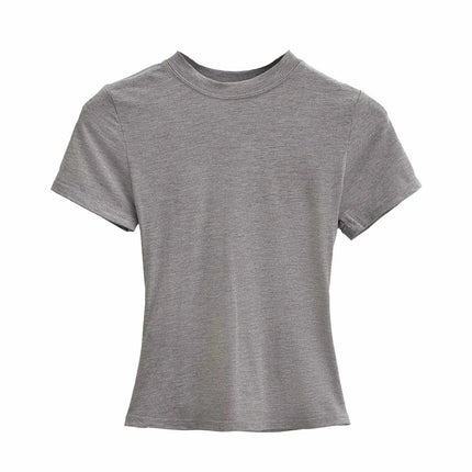 2025 New High Quality Casual T-shirt Sexy Slim Short Sleeves Fashion Trend Solid Women's Clothing Y2K Tops
