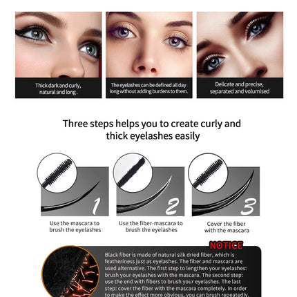3D Lash Volumizing Mascara 2-Piece Set, Lengthening & Curling Effect, Waterproof Smudge-Proof for Dramatic Long Lashes, Black