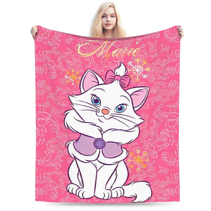 Aristocats Marie Cat Knitted Blankets Pink Wool Throw Blanket Summer Air Conditioning Portable Soft Warm Bedspread