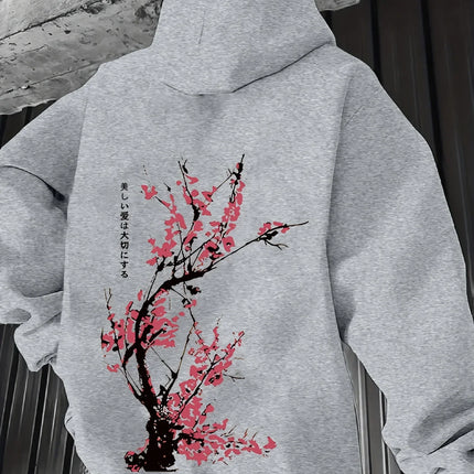 Autumn Winter Viral Korean Streetwear Double Sided Plum Blossom Kanji Print Hoodie Y2K Harajuku Aesthetic Long Sleeve Pullover