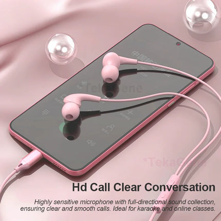 USB Type C Wired Headphone 3.5mm Stereo Music In-Ear Earphones With Wire Control Mic Sleeping Earplugs For Samsung iPhone Xiaomi