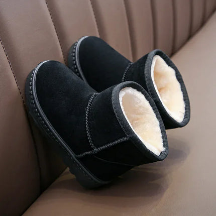 Children Snow Boots Winter Cute Warm Fashion Anti Slip Shoes Kids Boys Girls Leisure Thick Fur Platform Flat Short Boot Sneakers