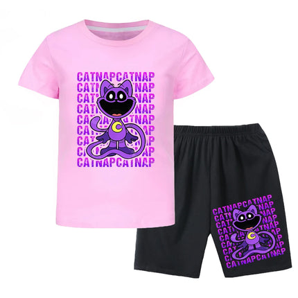 Smilings Critters Cat Outdoor Clothing Children Top Tracksuit for Girls Boutique Clothes for Trips Striped Children's Fashion