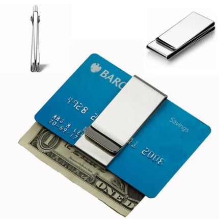Stainless Steel Double Sided Metal Money Clips High Quality Men Women Simple Silver Dollar Cash Clamp Credit Card Holder Wallets