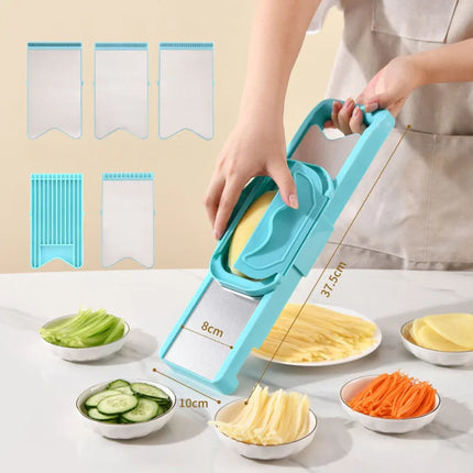 Multifunctional Vegetable Shredder Slicer 5 in 1 Mandoline Chopper Grater for Potato Cucumber, Kitchen Tool with Blade Storage