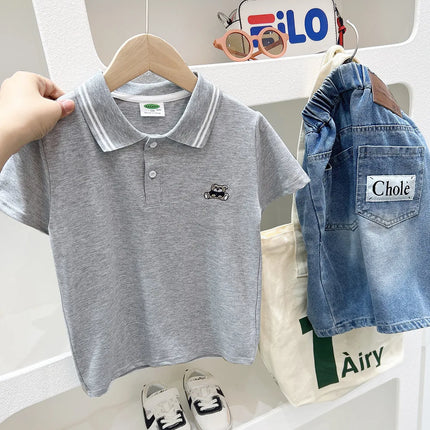 Boys' Polo Shirt Short Sleeve Children's Summer Dress Striped T-shirt 2025 Korean Edition Loose Half Sleeve Summer Top Trendy
