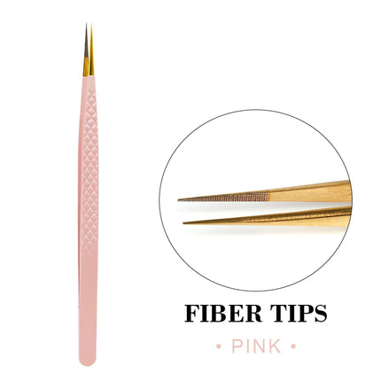 1pc Fiber Tip Tweezers Stainless Steel Straight Curved Nail Tools Volume Eyelash Accurate Tweezers Clip Set Makeup Tools