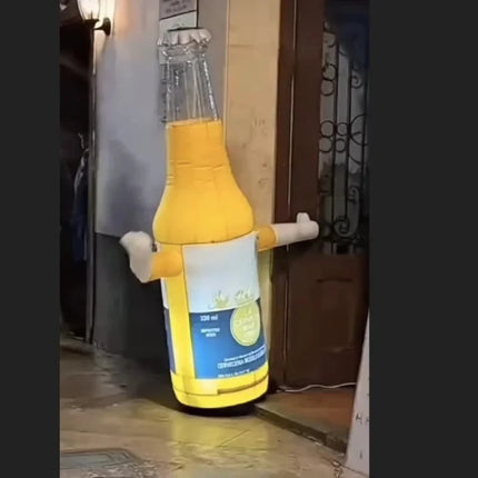 Customized Inflatable Beer Bottle waver for Advertising with Waving Arms LED Light and Blower Welcoming at Bar Door for Corona