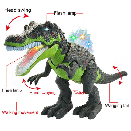 Large Electric Dinosaur Toy Jurassic Park World Walking Dinosaur Robot With LED Light Sound Tyrannosaurus Rex Toys For Boys Kids