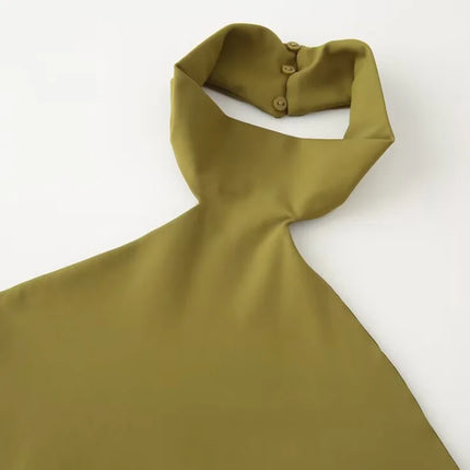 HXAO Halter Top Women Summer 2025 Tanks & Camis Green Blue Tight Tops Sexy Off Shoulder Sleeveless Backless Tops Elegant Vests
