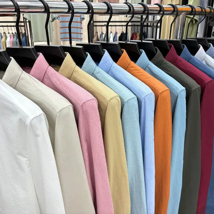 100% Cotton Corduroy Shirt - Green Long Sleeve M-4XL - Spring Autumn Slim Fit Candy Color Collection