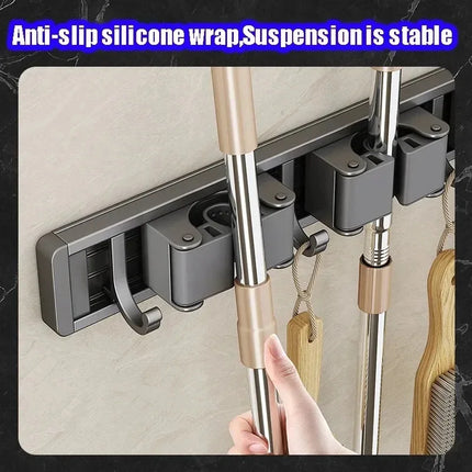 2026 New Toilet Kitchen Storage Rack Mop Clip Rack Strong Mop Holder Self Adhesive for Home Bathroom Cleaning Tools Storage