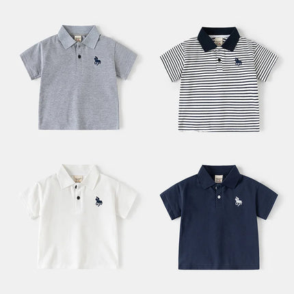 2026 Short Sleeve Summer Boy's Polo Shirt Children Tops Wear 90-130 CM Kids Tees Soft Boys Costumes 4-6Y