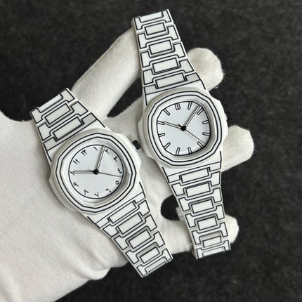Top-quality luxurious men's sketch quartz watch with Arabic numeral display in 3D comic style