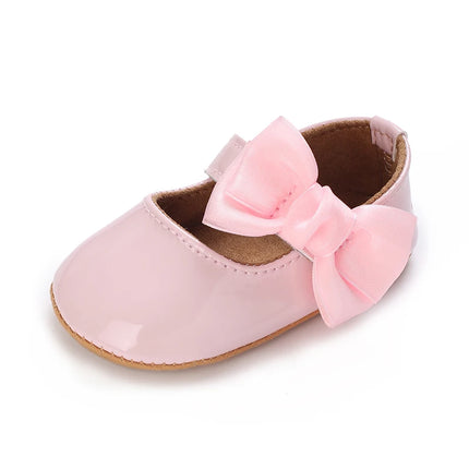 Spring and Autumn Red Comfortable Bow Detail Women's Baby Shoes for Newborns and Girls