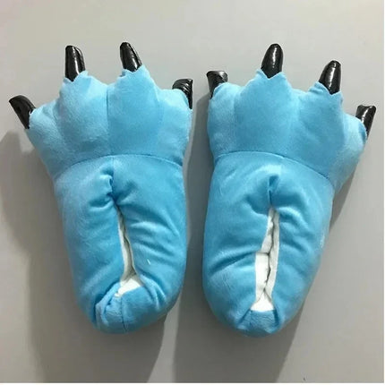 Tiger Animal Paw Slippers For Boy Girl Unisex Kids Cute Monster Claw Slippers Cartoon Soft Plush Warm Home Slippers Child Shoes