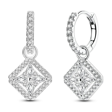 Orstarry 925 Sterling Silver Crystal Circular Eardrops Drop Earrings Women Earrings Charm Fashion Versatile Party Jewelry Gifts