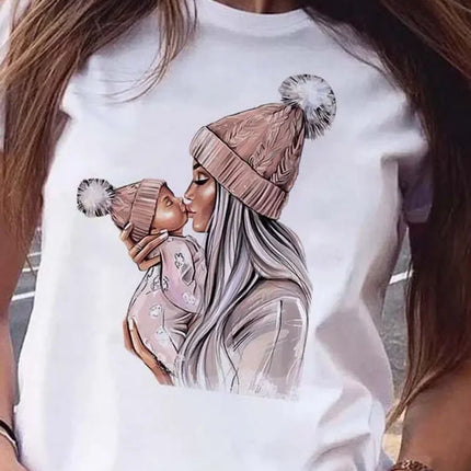 Cartoon Mom Son Daughter Printed Kids T-Shirt Summer Casual Harajuku Girls Boys Short Sleeve Fashion Cotton Children Clothes Tops