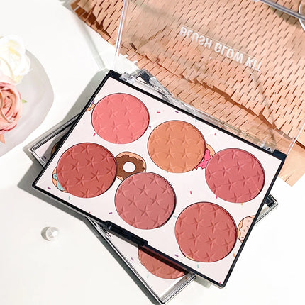 Natural Makeup 6-color Blush Palette – Sweet & Charm Light Shades for Brightening Matte Watercolor Effect Perfect for Days