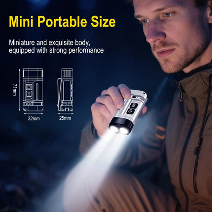 BORUiT U10 EDC LED Flashlight Max.880LM Work Light Magnet Torch with Clip IPX4 Waterproof Camping Pocket Lantern