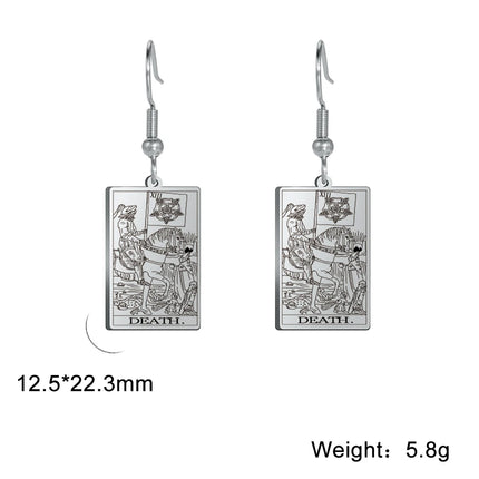 Classic Tarot Cards Stainless Steel Drop Earring for Women Sun Moon Star Lovers Divination Tarot Jewelry Birthday Gift