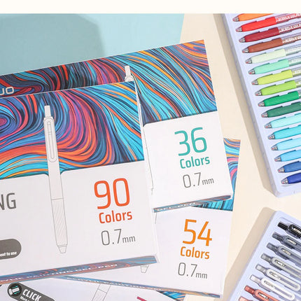 Languo Acrylic Painting Gel Pen Set 36/90 Colors Retractable 0.7mm Handbook Pen Multi-Color Student Writing Drawing Marker Pens