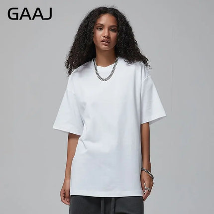 100% Cotton T shirt Women,Short Sleeve Plain Tops,Solid Oversized Hip Hop Tee Shirts,Quality Clothing Heavy Weigh 8.8oz 250gsm