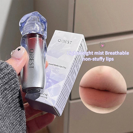 QIBEST Matte Velvet Liquid Lipstick Natural Long-Lasting Highly Pigmented Lip Mud Portable Finish Universal Lip Gloss Makeup