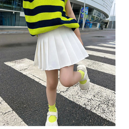 1pcs Spring Summer Girls Pleated Skirt Students Elastic A-line Skirt Kids College Style jk Skirts Childrens Fashion Short Skirts