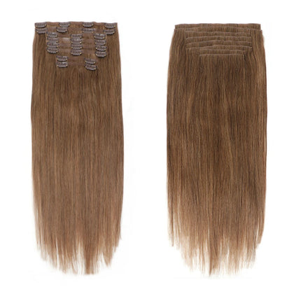 Invisible Clip In Hair Extension Injected PU Tape Weft Clip in Human Hair Extension 7Pcs/set 12-24inch 100G 120G Clip On Hair