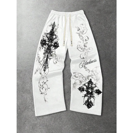 2026 Trendy New Y2K Gothic Thorn Printed Pants Men's and Women's Running Pants Retro Rock Straight Pants Fashion Street Casual
