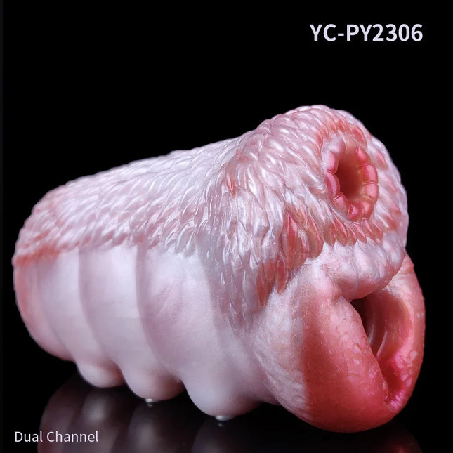 HMYAD Canine Companion Dual Tunnel Masturbator 557g Silicone Pocket Pussy Men's Penis Training Aid with Vaginal & Anal Channels