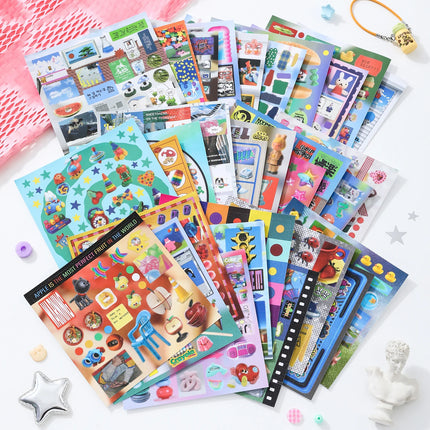 Cyberpunk-themed Die-Cut Sticker Book, 30/60 Sheets, DIY Decorative Journal, Phone Case Collage, Aesthetic Stationery Stickers