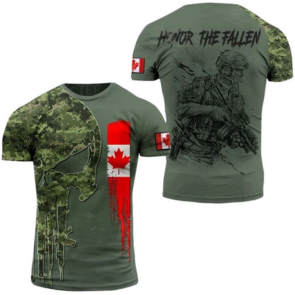 Canada Flag T Shirt Men Maple Emblem Camouflage Tops Pop 3D Jungle Camo Print Proud of Canadian T-shirt Beige Field Short Sleeve