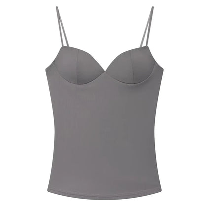 HXAO Sleeveless Slip Top Women Corset Crop Tops Woman Party Bustier Gray Brown Black Top Female Backless Sexy Camisole Bra Top