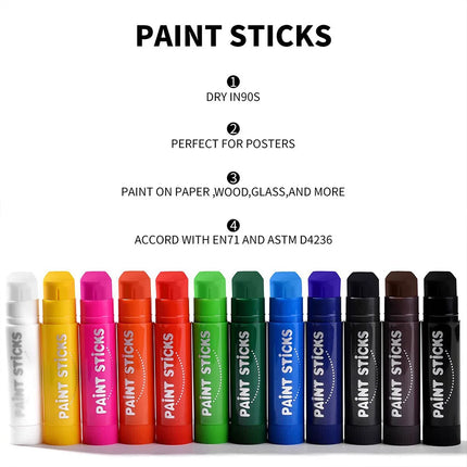 Water soluble children's crayons, quick drying and non dirty hands, 12 color boxed art painting, graffiti, hand drawn brushes