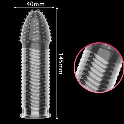 Condom with Spikes Extension Reusable Condom Penis Sleeve Male Enlargement Time Delay Spike Clit Crystal Condoms